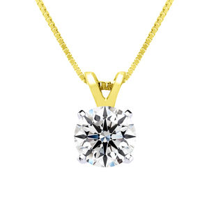 1 Carat Lab Grown Diamond Soltiaire Necklace In 14K Yellow Gold, 18 Inches